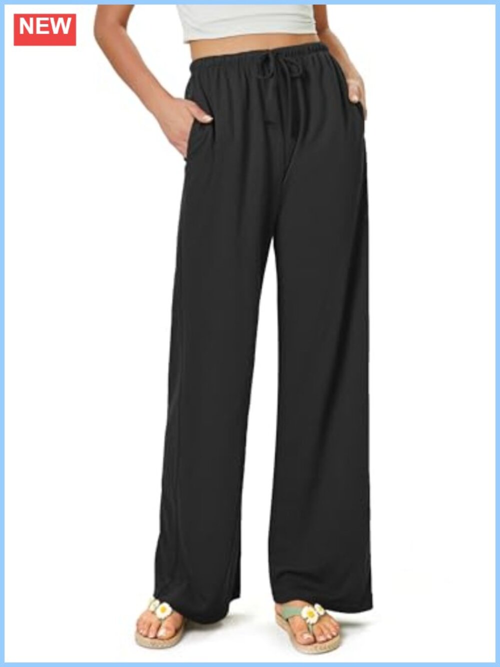 Flowy Wide Leg High Waist Palazzo Pants for Women 60% Rayon 40% Nylon